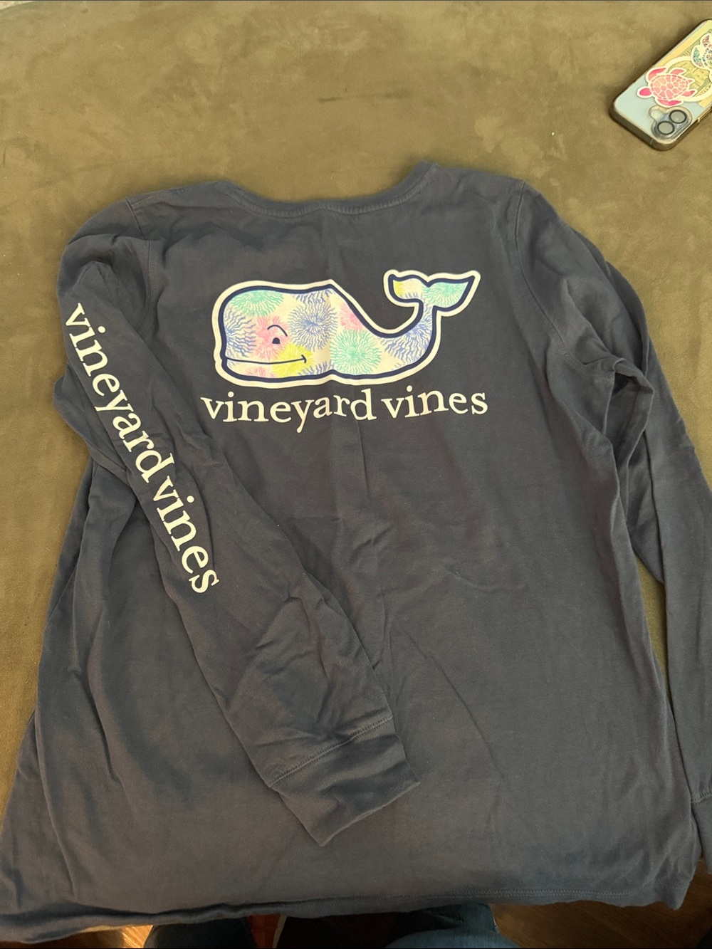 Vineyard Vines Navy Long-Sleeve Shirt with Multicolor Whale Logo